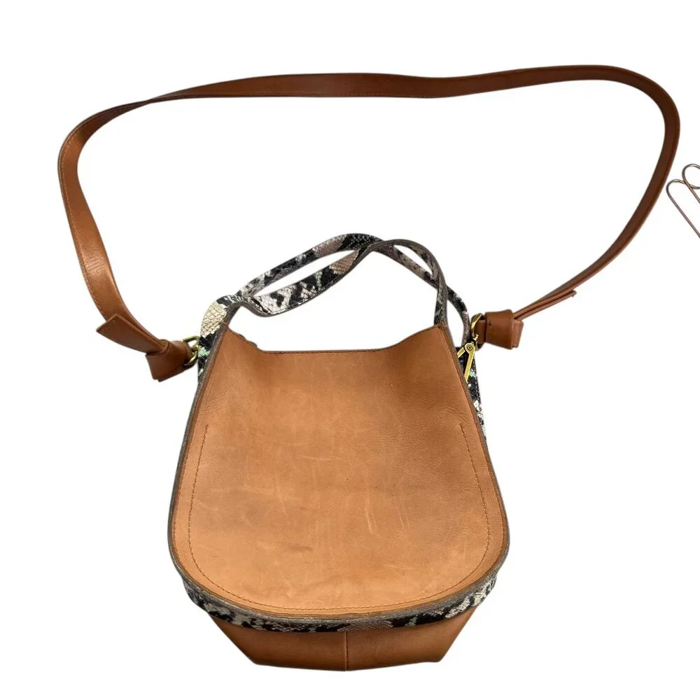 Madewell Sydney Crossbody Bag Snake Embossed Leather brown purse handbag - Picture 2 of 15